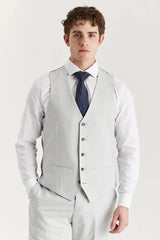 Belmont - Traje clásico de tres piezas para hombre, color plata, con solapa cosida.