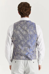 Belmont - Traje clásico de tres piezas para hombre, color plata, con solapa cosida.