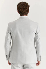 Belmont - Traje clásico de tres piezas para hombre, color plata, con solapa cosida.