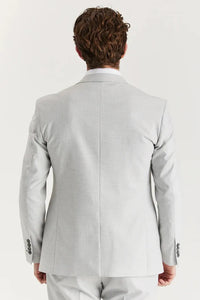 Belmont - Traje clásico de tres piezas para hombre, color plata, con solapa cosida.