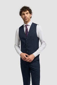 Caridi - Chaleco de tweed azul marino para hombre