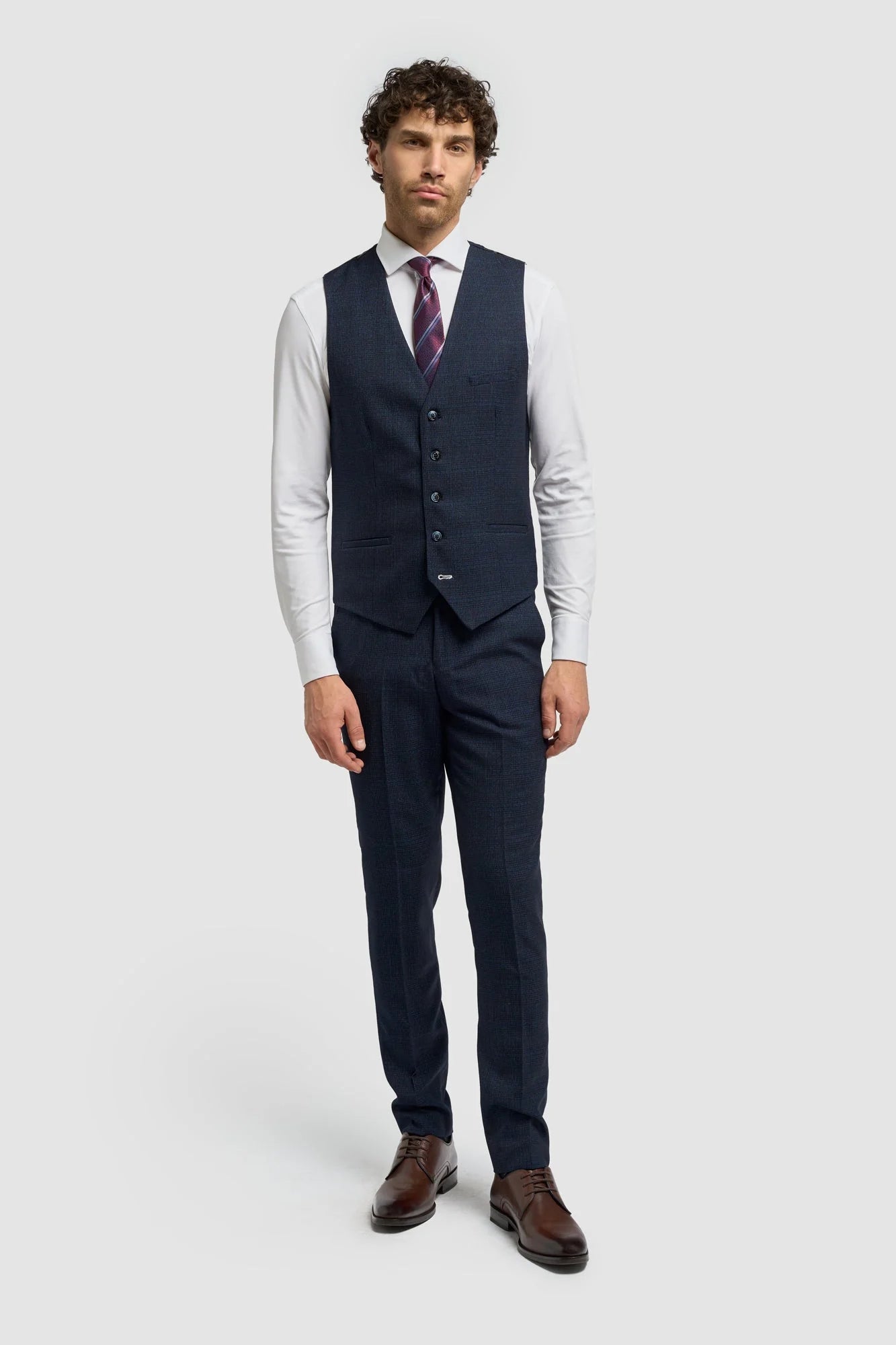 Caridi - Chaleco de tweed azul marino para hombre