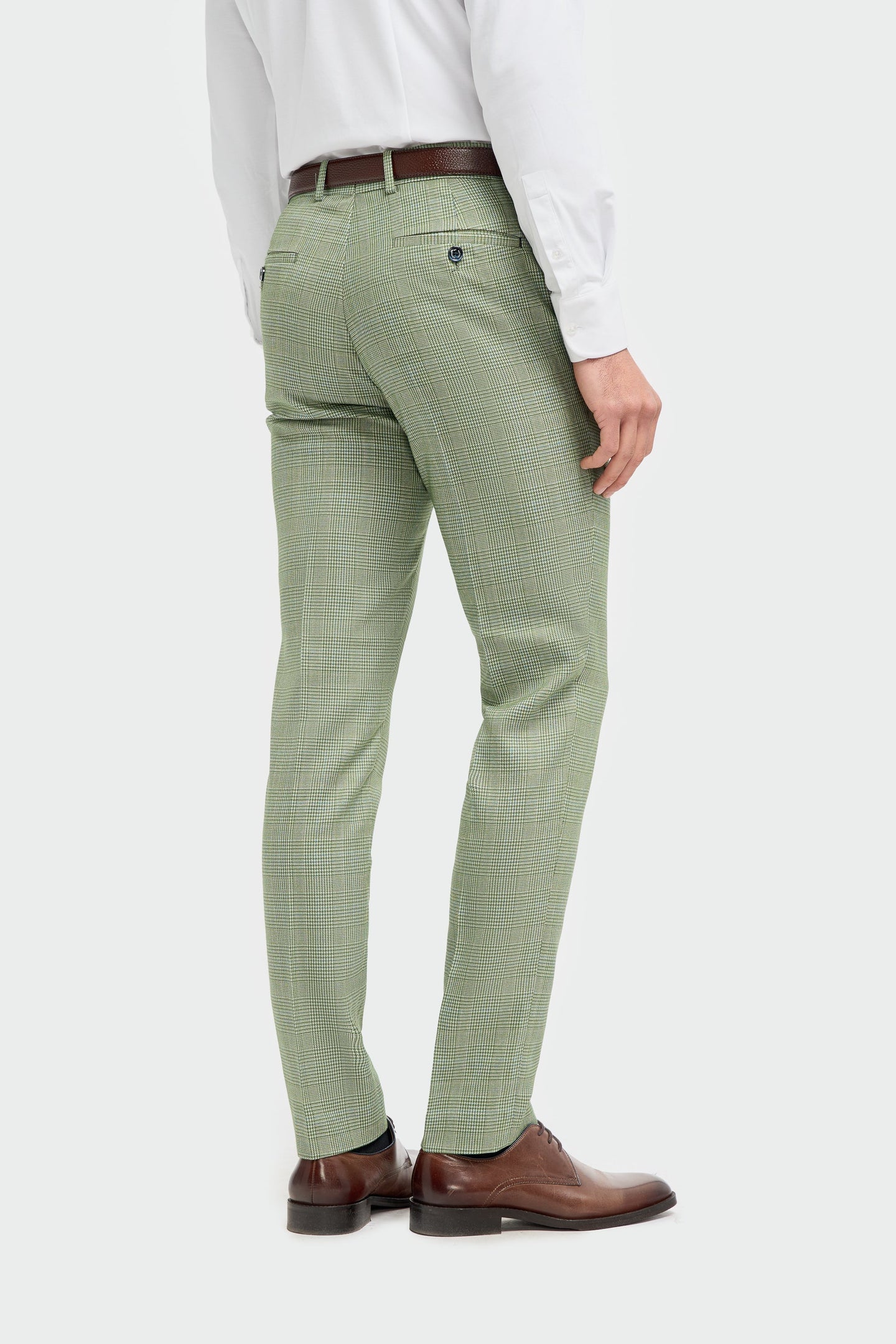 Caridi - Pantalones de hombre a cuadros verde salvia
