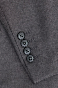 Traje de hombre de 3 piezas gris oscuro carbón con costura clásica para bodas, verano y graduaciones.