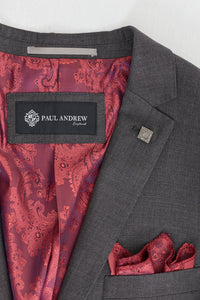Traje de hombre de 3 piezas gris oscuro carbón con costura clásica para bodas, verano y graduaciones.