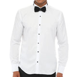 Camisa de esmoquin blanca clásica con cuello de alas y puños dobles para hombre.