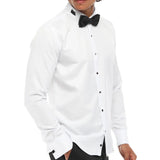 Camisa de esmoquin blanca clásica con cuello de alas y puños dobles para hombre.
