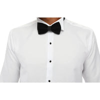Camisa de esmoquin blanca clásica con cuello de alas y puños dobles para hombre.