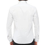 Camisa de esmoquin blanca clásica con cuello de alas y puños dobles para hombre.