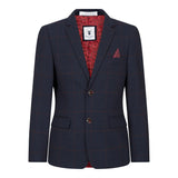 Traje de tres piezas a cuadros azul marino para niño, Red Edinson Marc Darcy, estilo clásico vintage para bodas