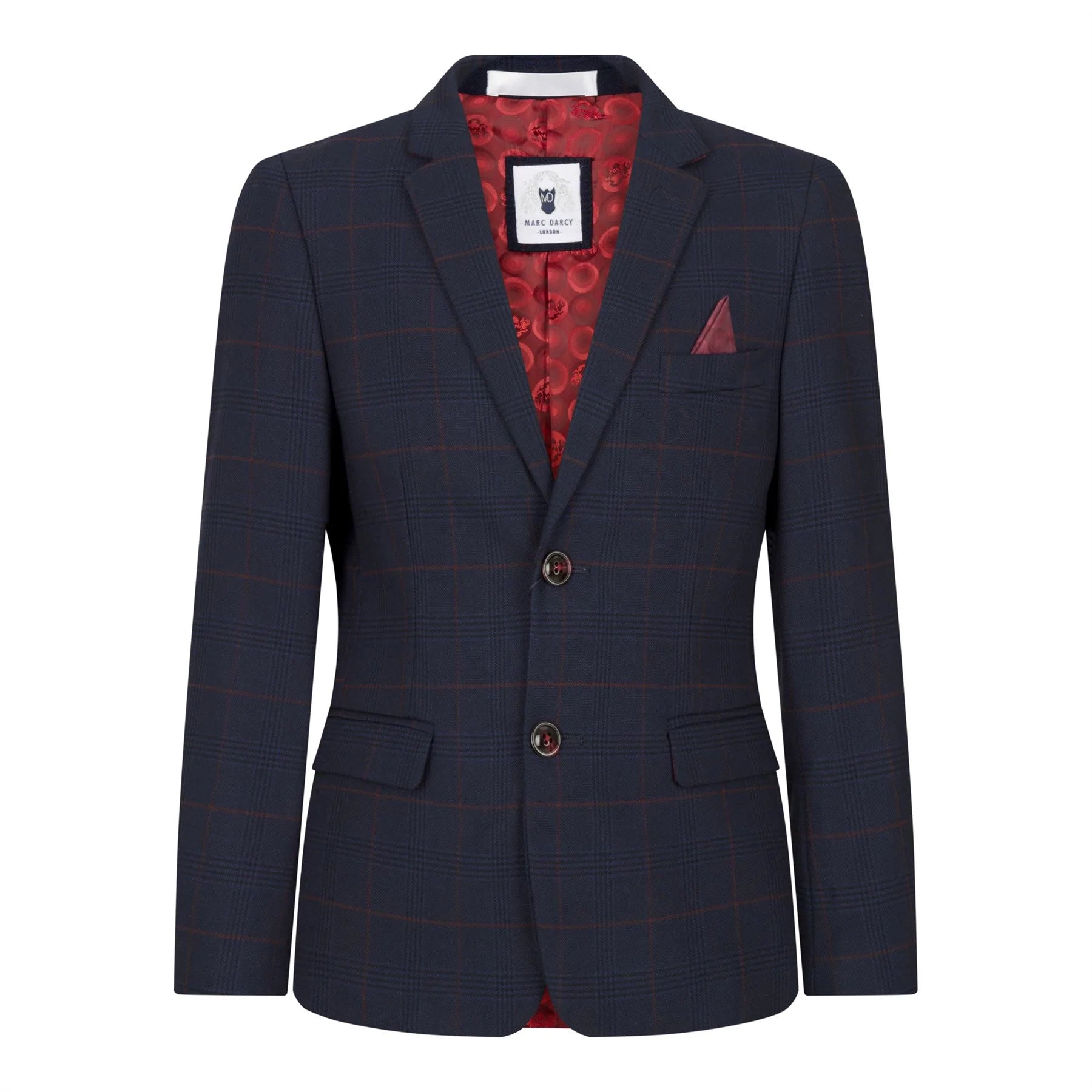 Traje de tres piezas a cuadros azul marino para niño, Red Edinson Marc Darcy, estilo clásico vintage para bodas