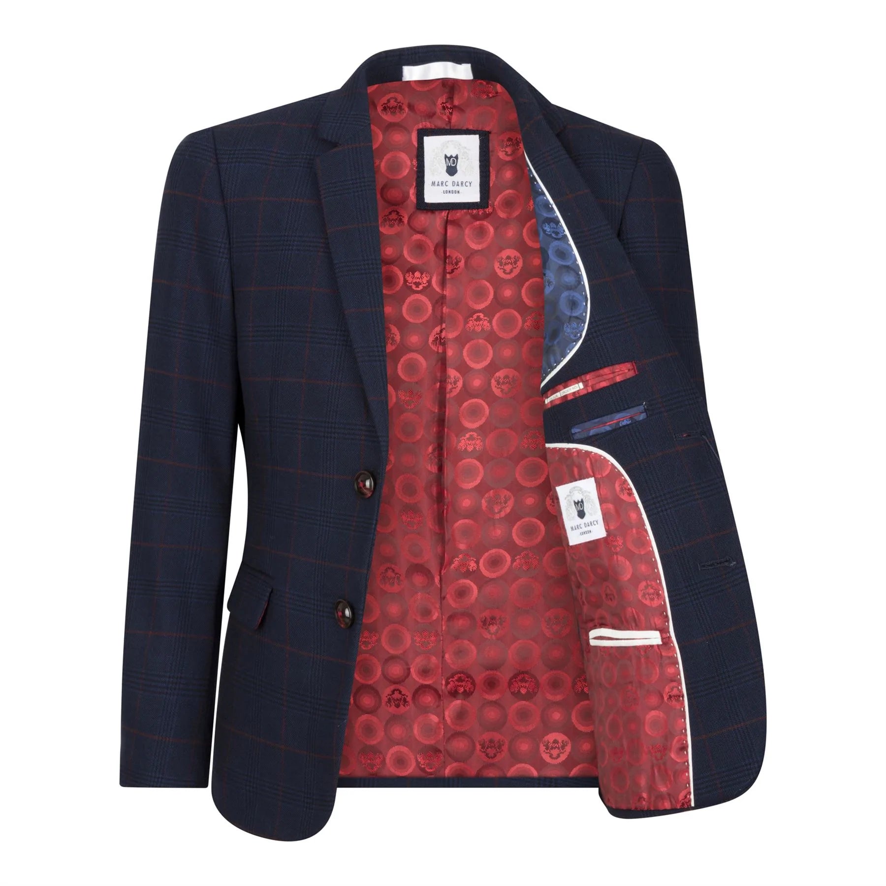 Traje de tres piezas a cuadros azul marino para niño, Red Edinson Marc Darcy, estilo clásico vintage para bodas