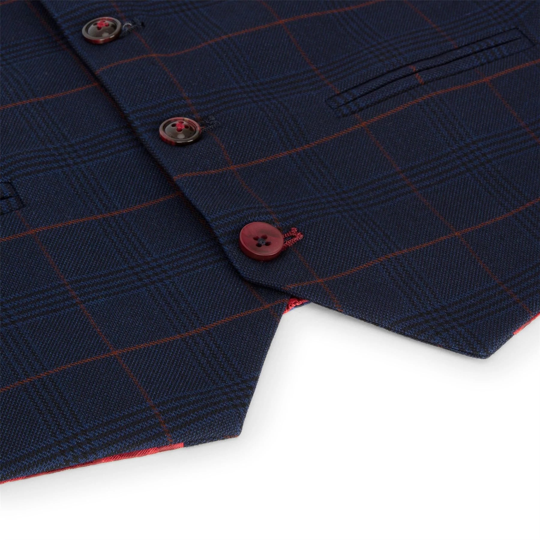 Traje de tres piezas a cuadros azul marino para niño, Red Edinson Marc Darcy, estilo clásico vintage para bodas