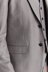 Edward - Traje clásico de tres piezas para hombre, color gris, con solapa cosida.