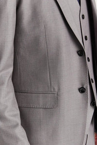 Edward - Traje clásico de tres piezas para hombre, color gris, con solapa cosida.