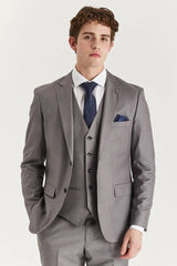 Edward - Traje clásico de tres piezas para hombre, color gris, con solapa cosida.
