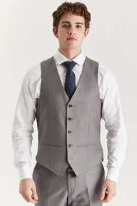 Edward - Traje clásico de tres piezas para hombre, color gris, con solapa cosida.