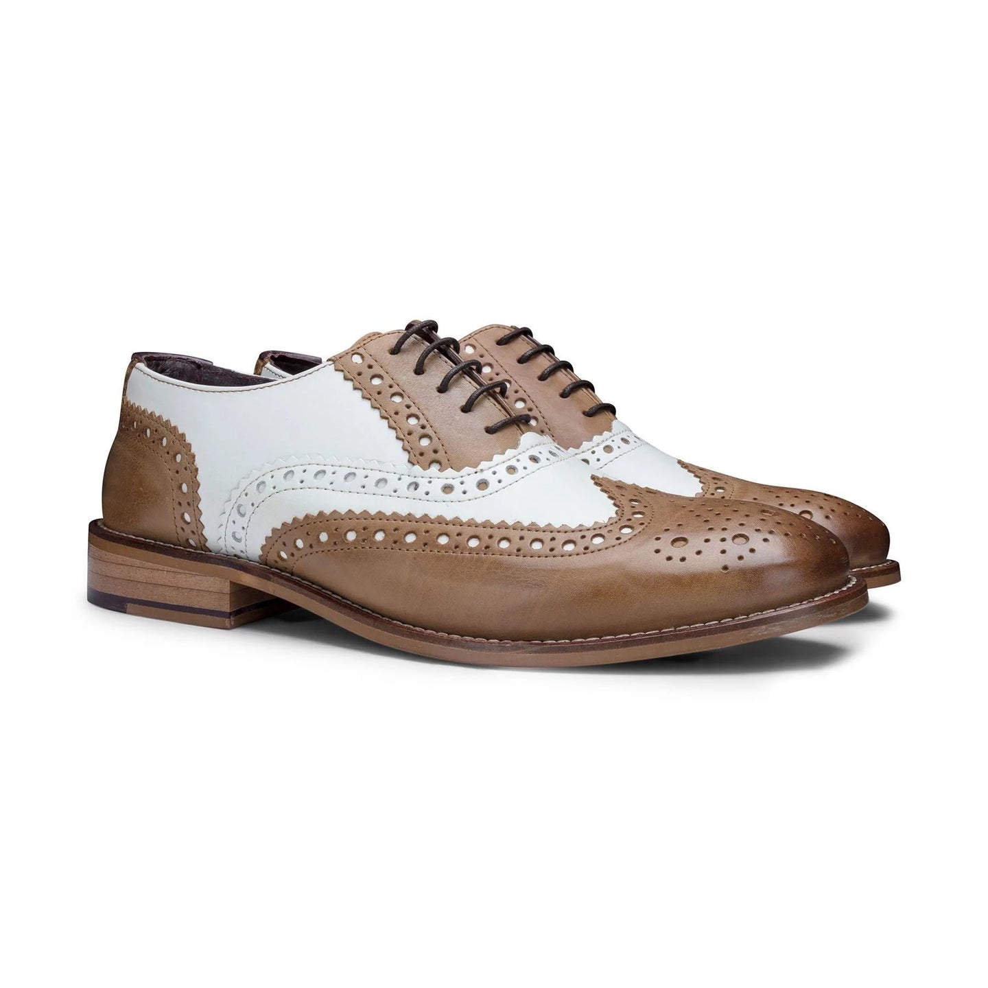 Zapatos de hombre de cuero auténtico estilo vintage, tipo brogue, de los años 20, de ante y tweed con cordones, elegantes y formales.