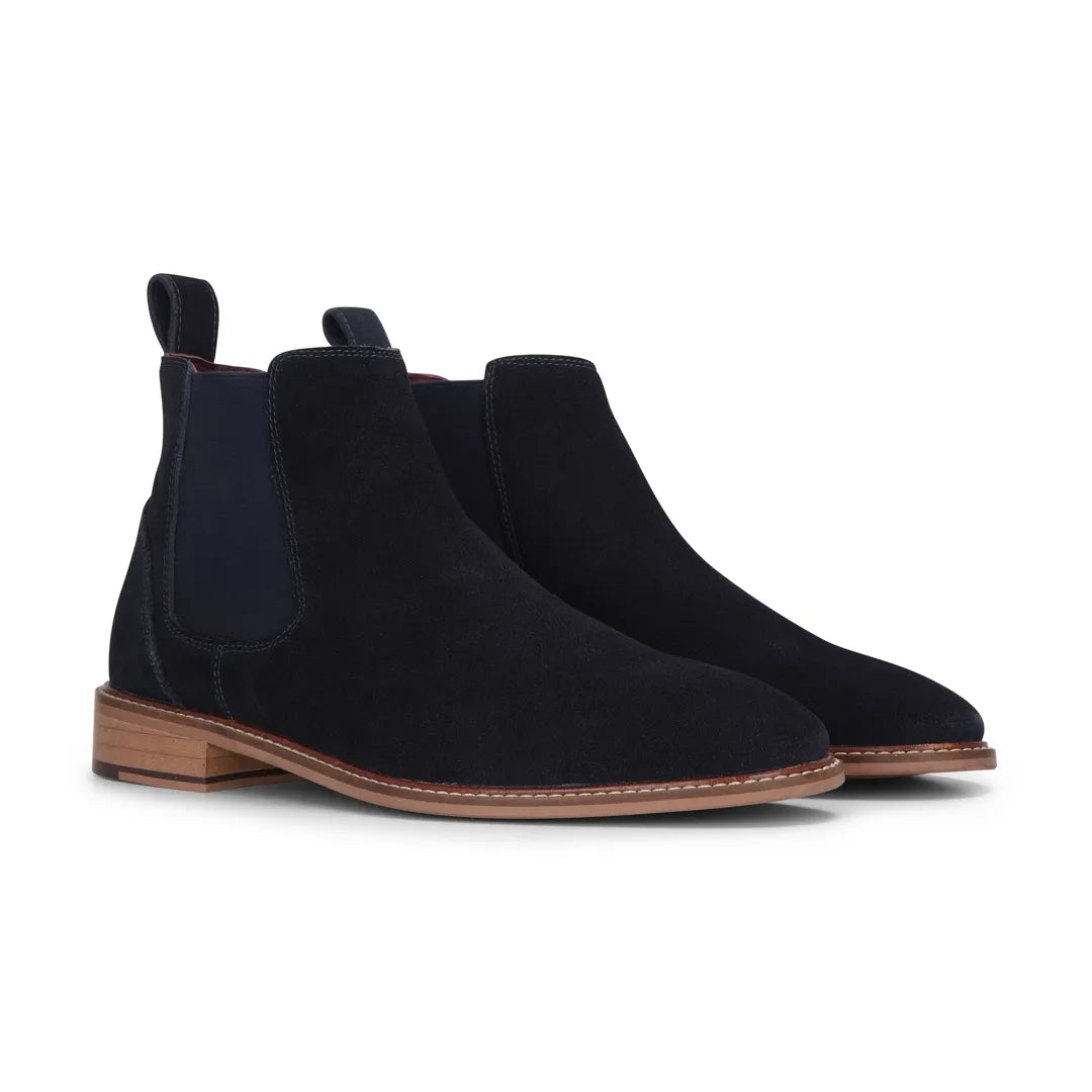 Botines Chelsea sin cordones de ante azul marino para hombre
