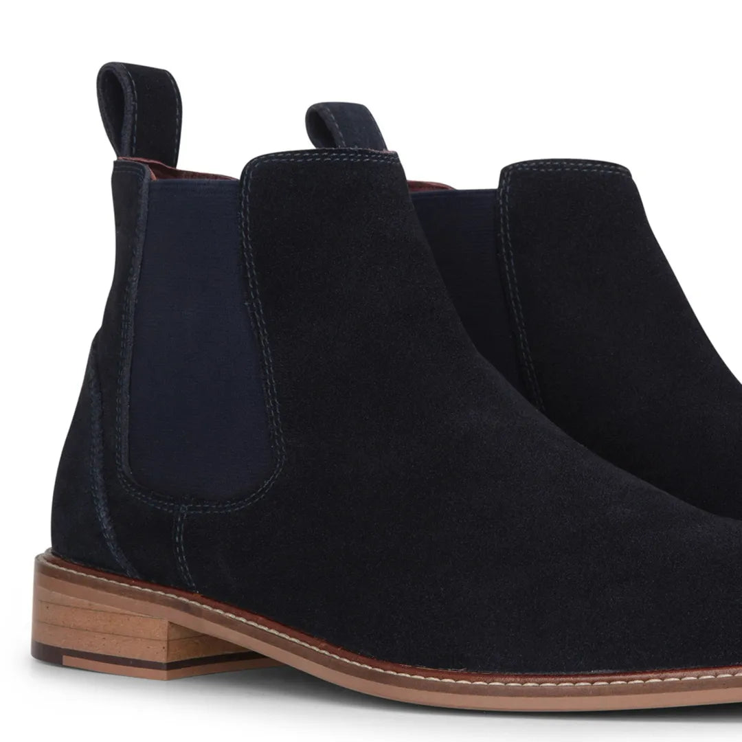Botines Chelsea sin cordones de ante azul marino para hombre