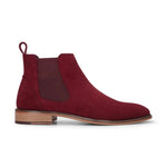Botines Chelsea sin cordones para hombre de ante burdeos