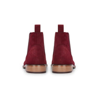 Botines Chelsea sin cordones para hombre de ante burdeos