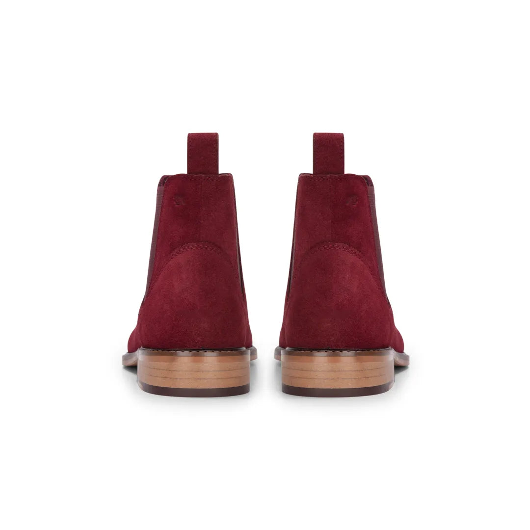 Botines Chelsea sin cordones para hombre de ante burdeos