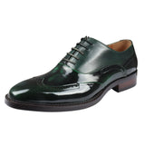 Harry - Zapatos brogue de charol verde para hombre