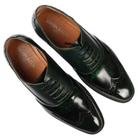 Harry - Zapatos brogue de charol verde para hombre