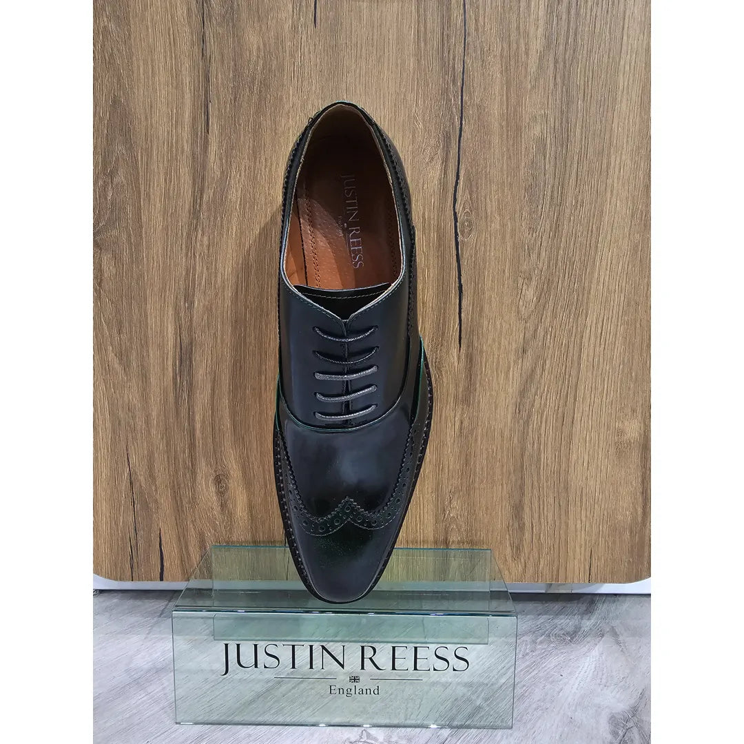 Harry - Zapatos brogue de charol verde para hombre