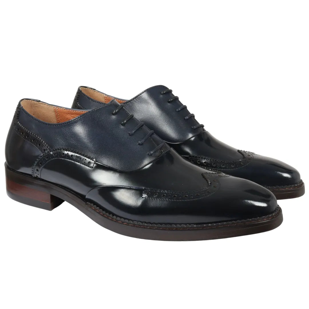 Harry - Zapatos brogue de charol azul marino para hombre