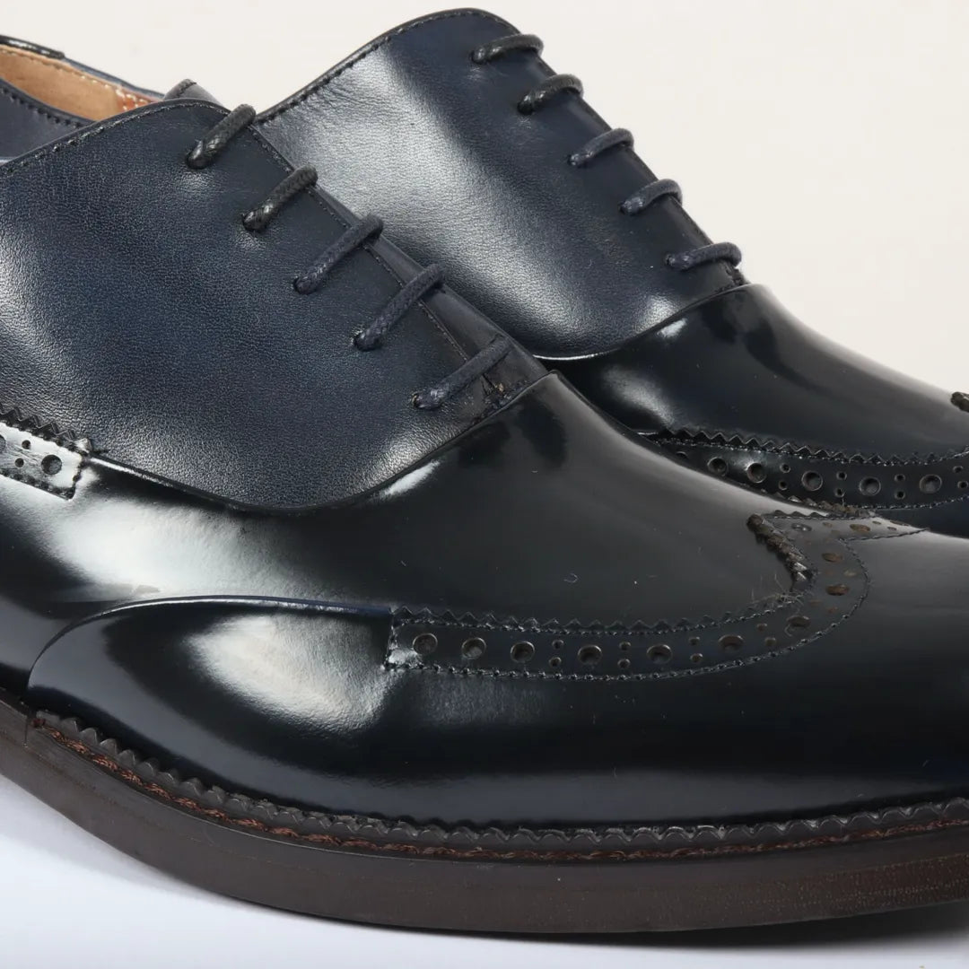 Harry - Zapatos brogue de charol azul marino para hombre