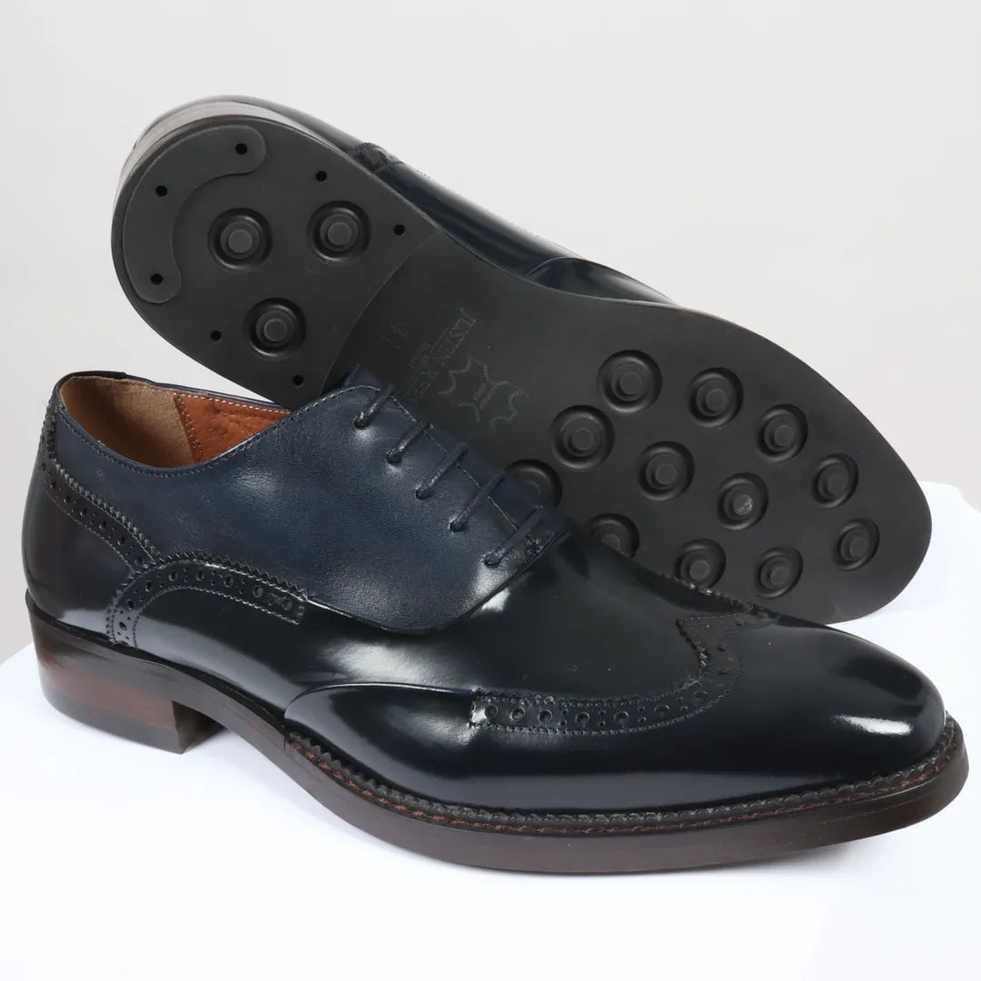 Harry - Zapatos brogue de charol azul marino para hombre