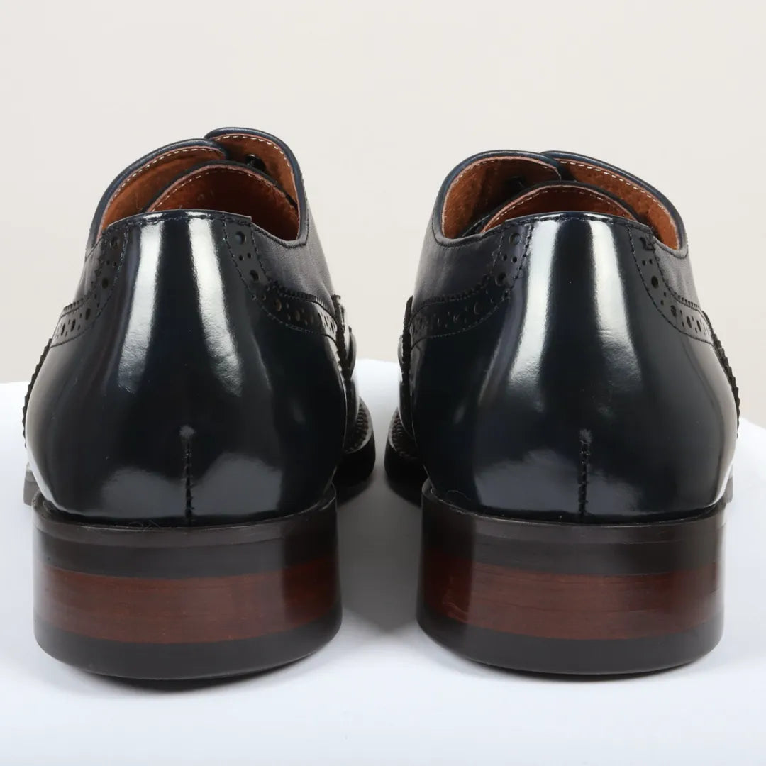 Harry - Zapatos brogue de charol azul marino para hombre