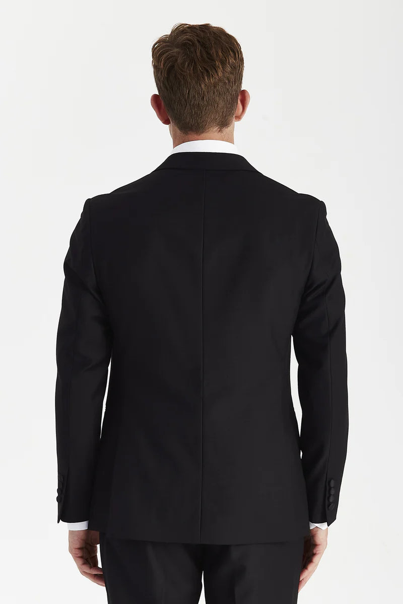 Harry - Traje de esmoquin negro de dos piezas para hombre, cruzado.