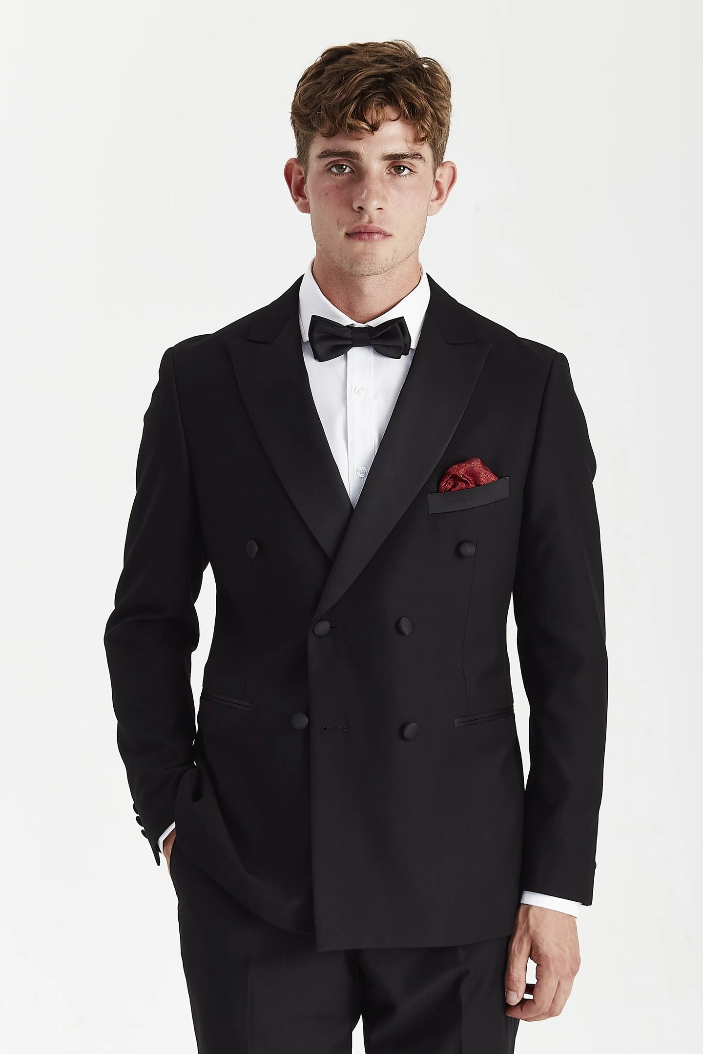 Harry - Traje de esmoquin negro de dos piezas para hombre, cruzado.