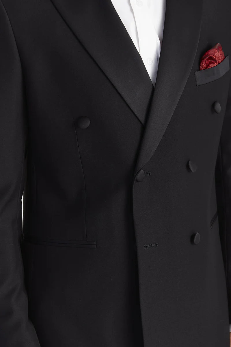 Harry - Traje de esmoquin negro de dos piezas para hombre, cruzado.