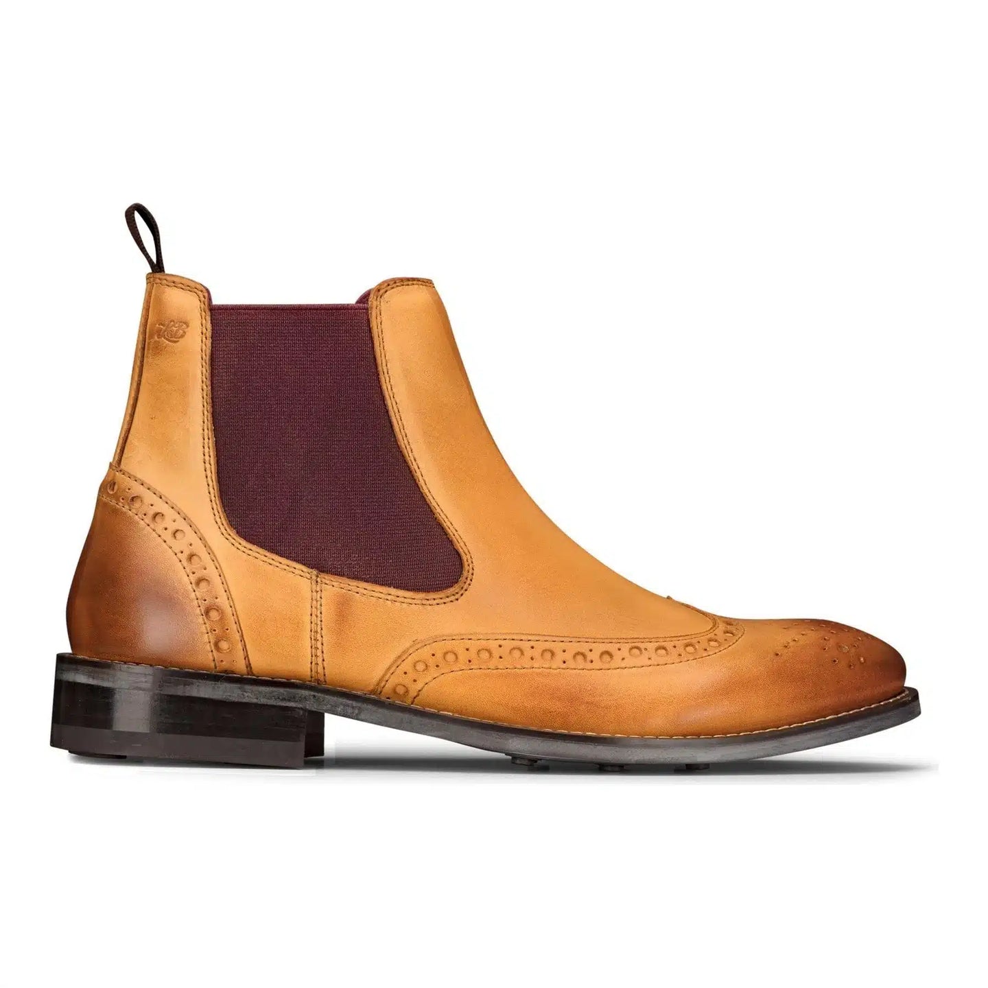 Botas brogue de cuero auténtico para hombre, sin cordones, color marrón claro, estilo clásico elegante formal, Londres