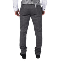 Hobbs - Pantalones grises a cuadros para hombre, estilo vintage retro, elegantes para bodas