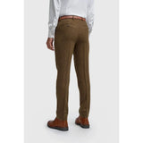 Thomas - Pantalones de hombre de tweed de espiga de mezcla de lana marrón