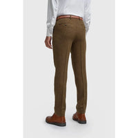 Thomas - Pantalones de hombre de tweed de espiga de mezcla de lana marrón