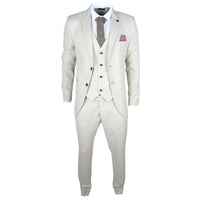 IM05 - Traje de boda clásico de tres piezas color crema para hombre