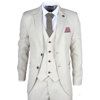 IM05 - Traje de boda clásico de tres piezas color crema para hombre