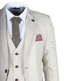 IM05 - Traje de boda clásico de tres piezas color crema para hombre