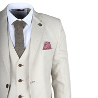 IM05 - Traje de boda clásico de tres piezas color crema para hombre