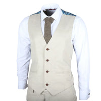 IM05 - Traje de boda clásico de tres piezas color crema para hombre