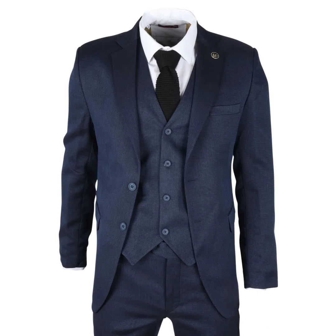 IM07 - Traje clásico de tres piezas azul marino para hombre