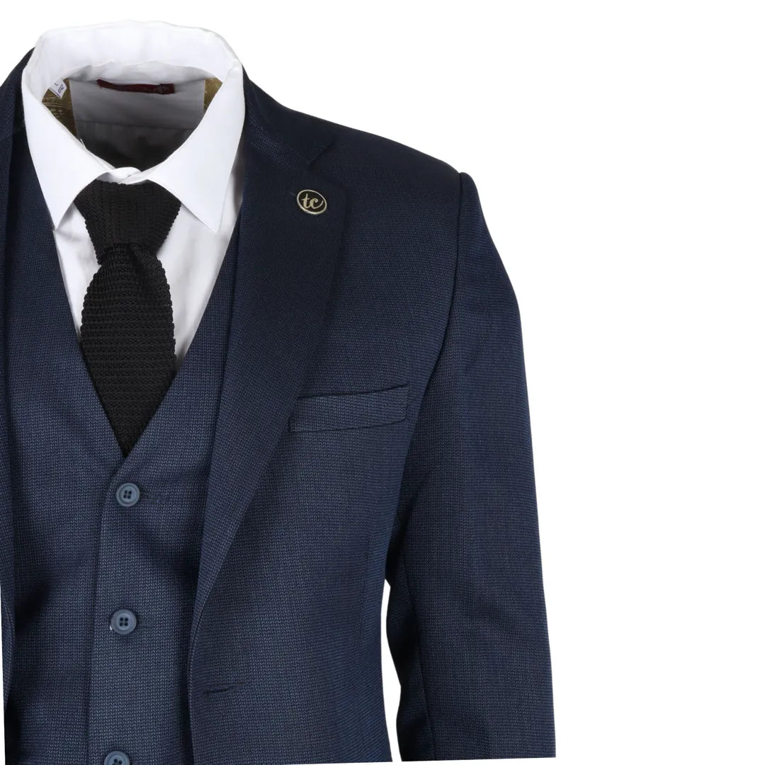 IM07 - Traje clásico de tres piezas azul marino para hombre