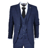 IM10 - Traje de tres piezas a cuadros azul marino para hombre