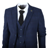IM10 - Traje de tres piezas a cuadros azul marino para hombre